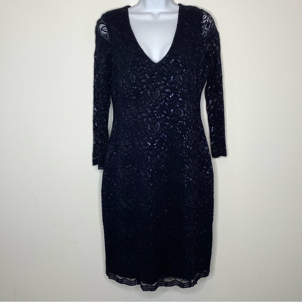 Banana Republic L-Wren Scott Collection Navy Blue Lace Shimmer Dress